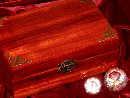 Handmade mahogany jewelry box closeupの写真素材