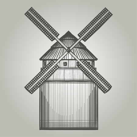 Illustration of vintage  windmill.のイラスト素材