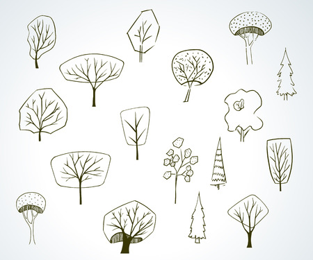 Illustration of green trees in cartoon style.のイラスト素材