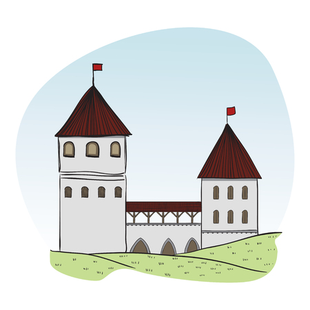 Illustration of medieval castle located in Northern Europe.のイラスト素材