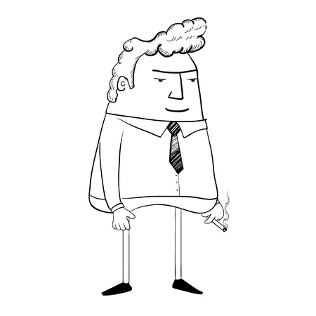 Cartoon Character Smoking a Cigarette.のイラスト素材