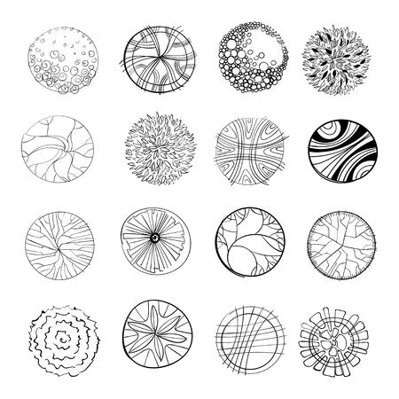 Set of Hand Drawn Trees for plan.のイラスト素材