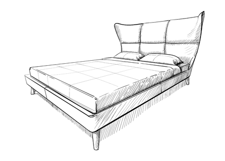 Double bed vector illustrationのイラスト素材