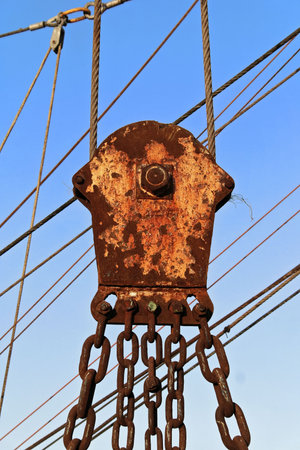 rusty pulleyの写真素材
