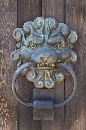 bronze lion head door knockerの写真素材