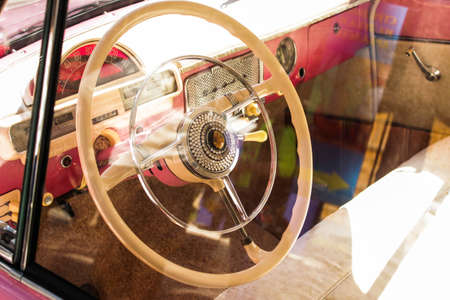 Retro pink vintage car interior.の写真素材