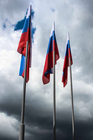 Flag of the Russia on the sky backgroundの写真素材