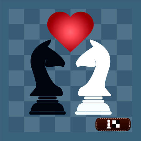 Chess Horse love, Head, Face, heart, logo symbol, icon  graphic, vectorのイラスト素材
