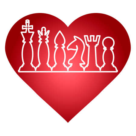 Flat Design Chess Figures, heart. illustration of love to chessのイラスト素材