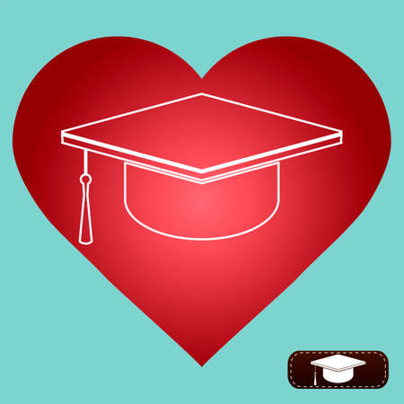 Mortar Board or Graduation Cap, Education love. heart.のイラスト素材