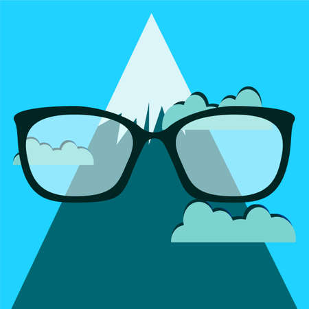 Vector set of hipster glasses with reflection of mountainsのイラスト素材