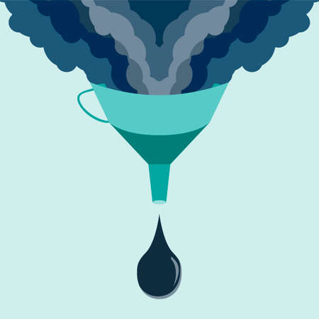 funnel icon in vector with drops of water and cloudsのイラスト素材