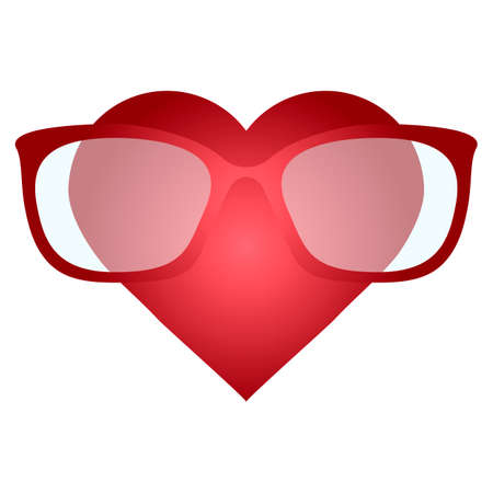 heart with glasses, Nerdy heart, Illustration of a  heart avatar wearing glassesのイラスト素材