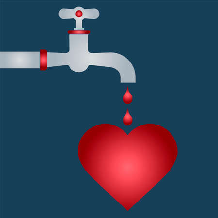 Defeated heart. drop of blood from the tap. romance.のイラスト素材
