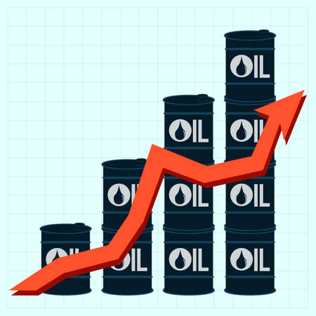 Oil barrels with price graph, vector illustrationのイラスト素材