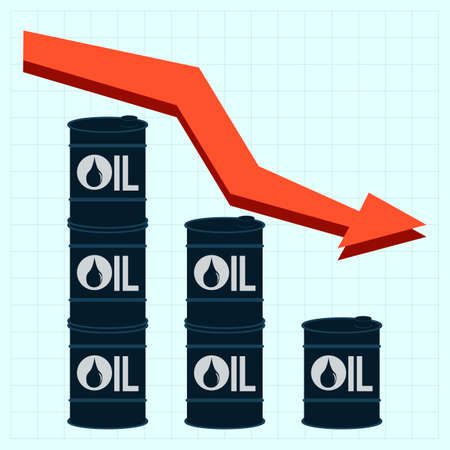 Oil barrels with price graph, vector illustrationのイラスト素材