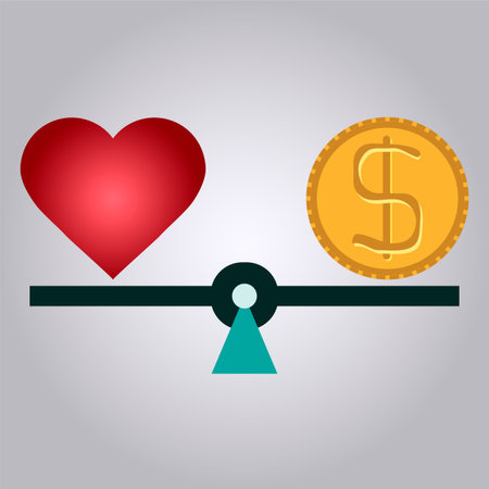 Balance between love and money.  love or money. Business concept.のイラスト素材