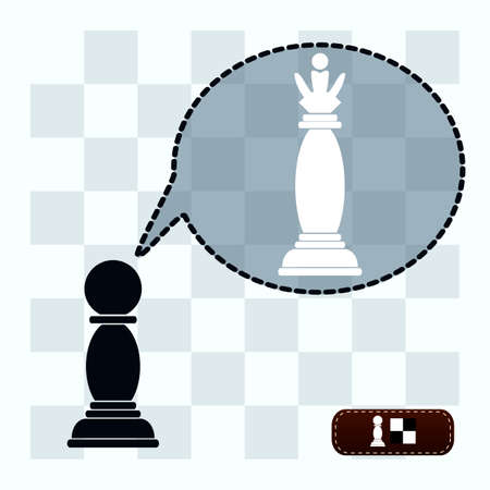 Conceptual art: pawn dreaming of becoming a chess queenのイラスト素材