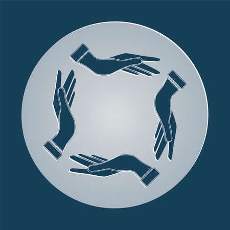 four opened hands in a pray gesture vectorのイラスト素材