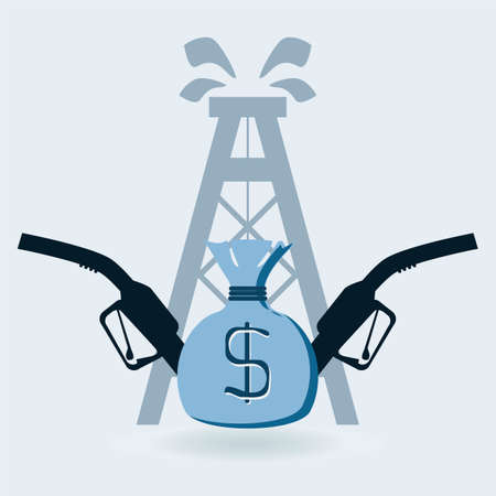 gas pump nozzle, oil barrel, money bagのイラスト素材