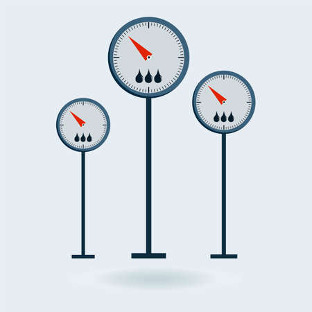 Scales of Meter Devices - manometer, thermometer, sphygmomanometer, pressure gaugeのイラスト素材