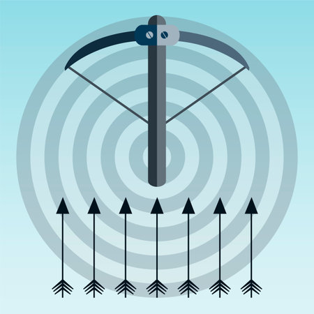 silhouettes of equipment for shooting from bow and arbalest, crossbowのイラスト素材