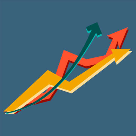 graph with up arrow flat icon with shadowのイラスト素材