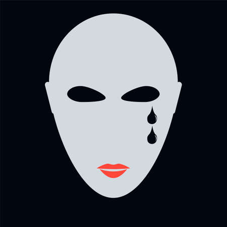 Crying face vector illustration, Crying girlのイラスト素材