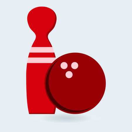 Bowling game sign icon. Ball with red skittle symbolのイラスト素材