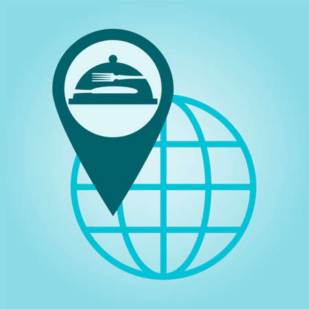 Thin line icon with flat design element of global positioning system, pin destination, point on map, exact coordinates, direction pointer, Cooking and kitchenのイラスト素材