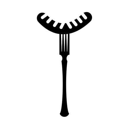 Grilled sausage on a forkのイラスト素材