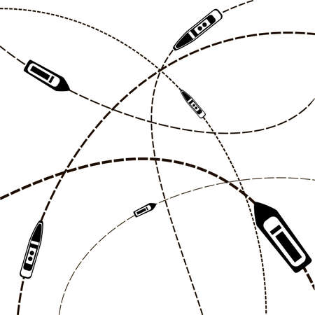 sea travel. ship on their destination routes. Top view. Vector Illustrationのイラスト素材