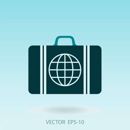 Vector illustration of global travel concept with  suitcase and globeのイラスト素材