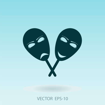 Theater icon with happy and sad masks. VECTOR illustration.のイラスト素材