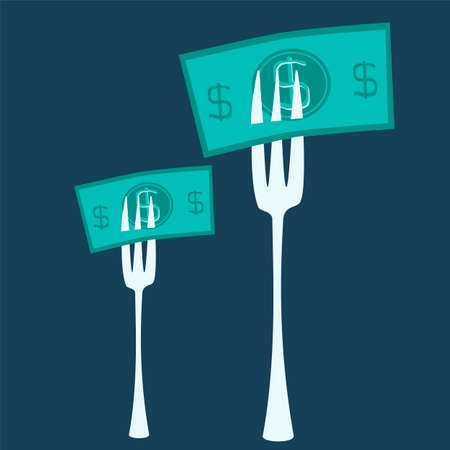 fork with moneyのイラスト素材