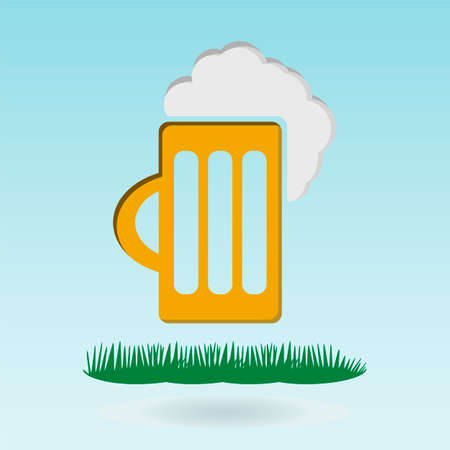 beer mug, grass conceptのイラスト素材