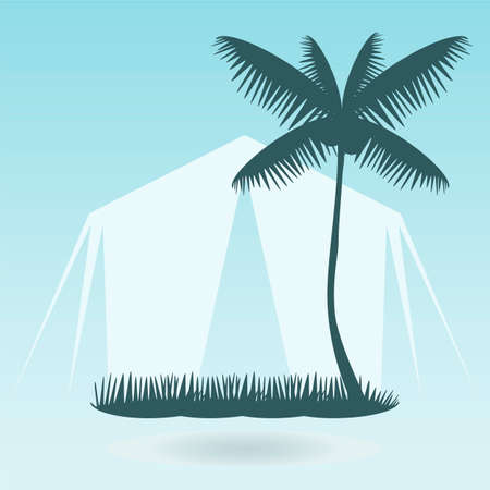 palm. camping concept with tent.のイラスト素材