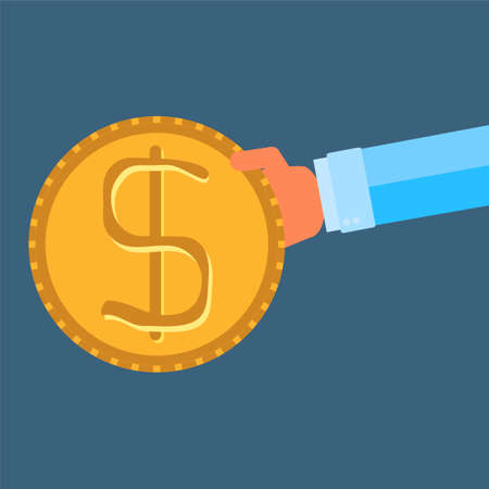 hand holding money, dollar coinのイラスト素材