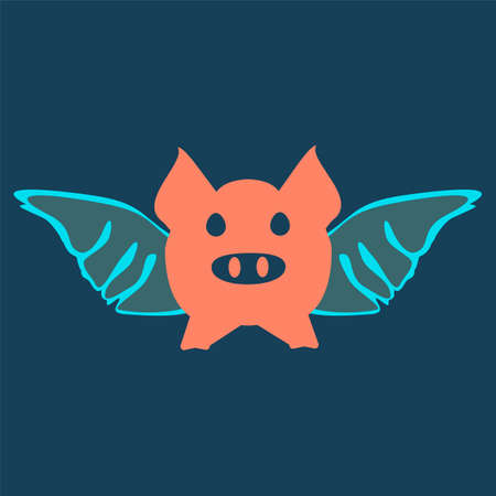 flying pig cartoon. Wings concept.のイラスト素材