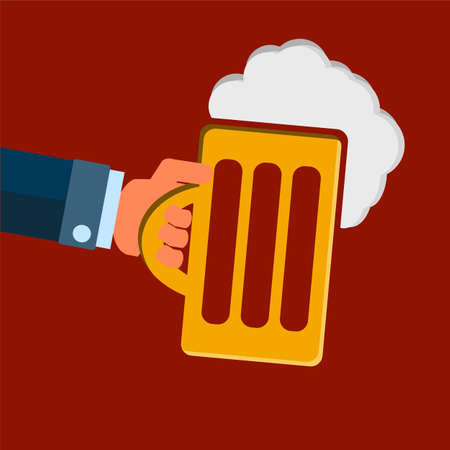 hand hold a glass of beerのイラスト素材