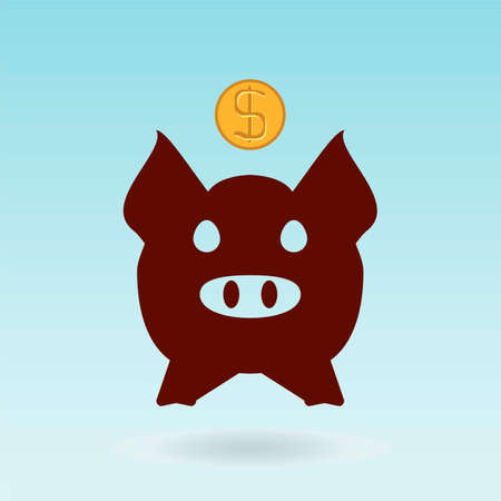 piggy bank icon and coinsのイラスト素材