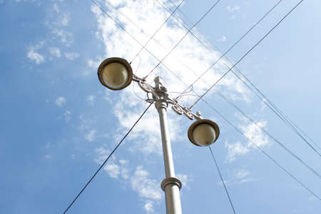 street light against the blue skyの写真素材
