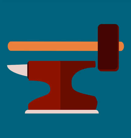 Anvil with hammer symbolのイラスト素材