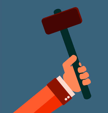 hammer in hand. Repair equipment. Rubber handle.のイラスト素材