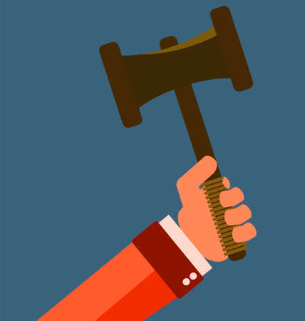 Gavel in hand. Icon law. Symbol of justice and judgment.のイラスト素材