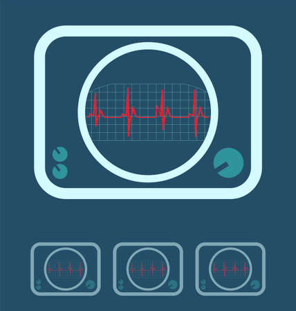 Display with Cardiogram Icon medical survey testのイラスト素材