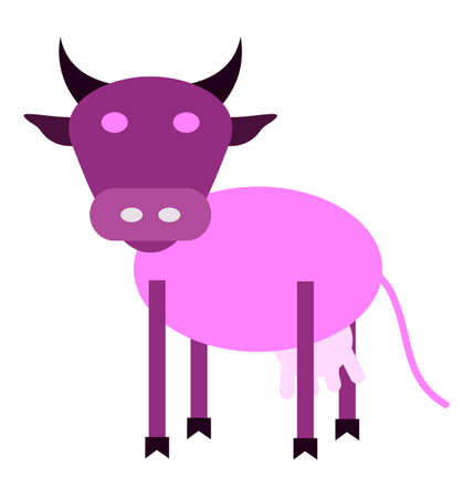 dairy products. A cheerful purple cowのイラスト素材
