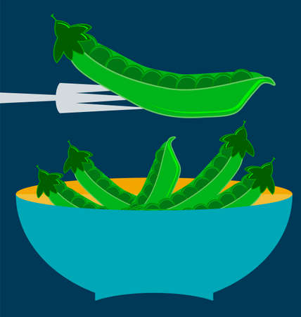 pods of green peas, blue plate conceptのイラスト素材