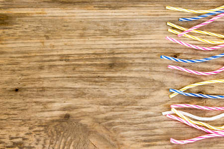 holiday candles on the wooden. Copy space to right.の写真素材