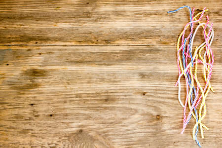 holiday candles on the wooden. Copy space to right.の写真素材